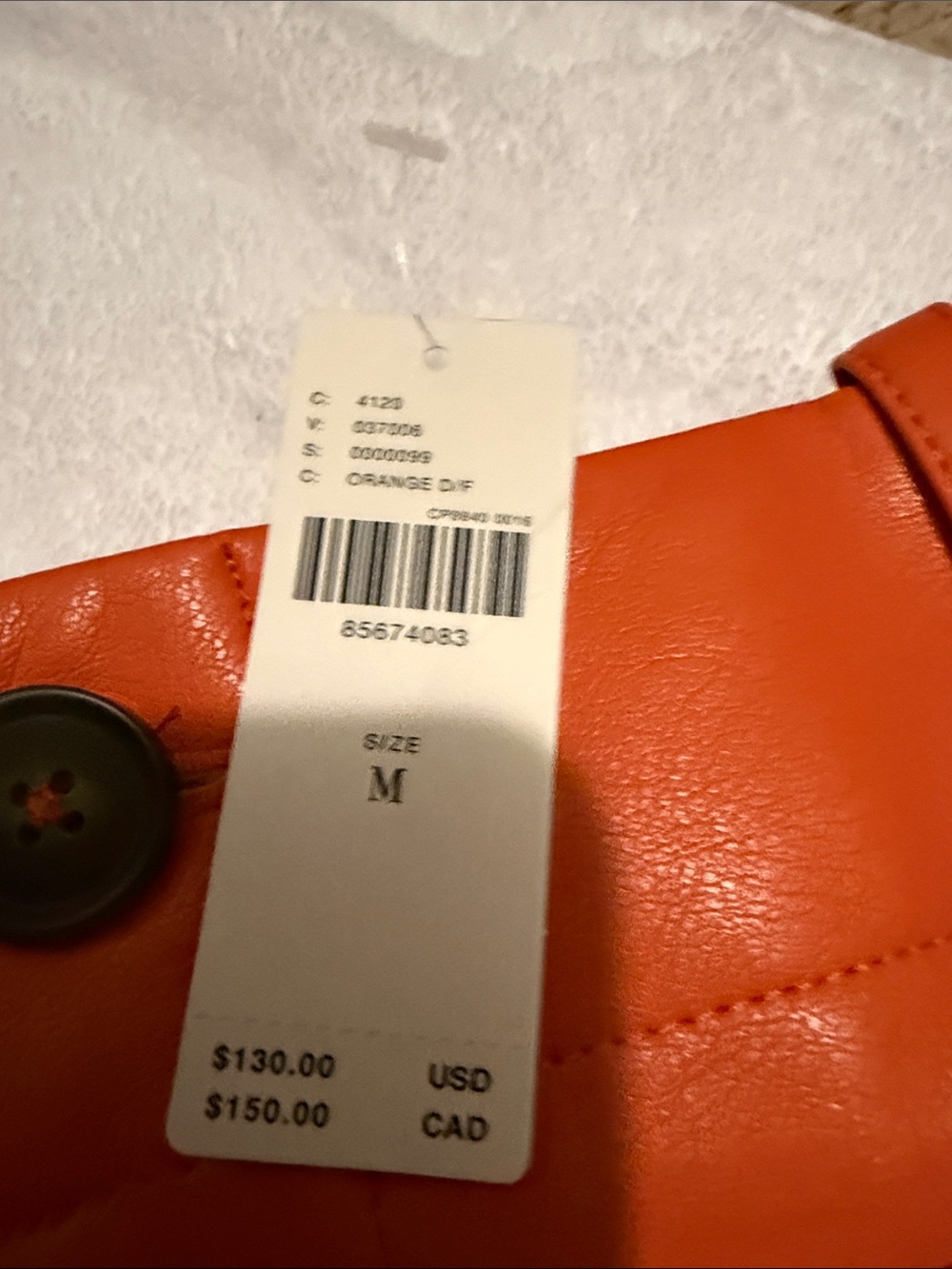 Maeve Orange Faux Leather Pencil Skirt - Picture 2 of 2